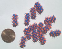 1 15x6mm Blue & Orange Silicone Tube Bead